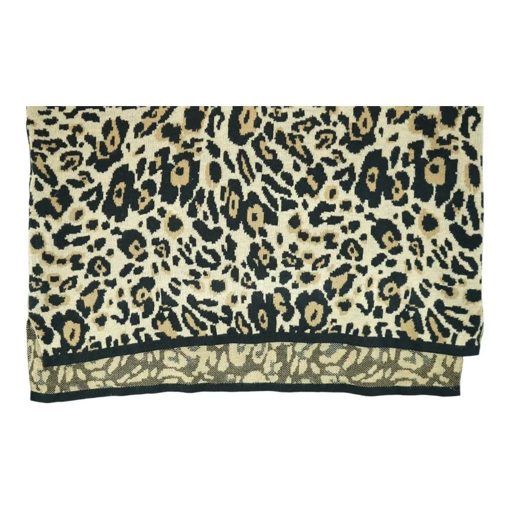Calvin Klein Size S Animal Print Beige Brown Black High‎ Neck Sweater Women